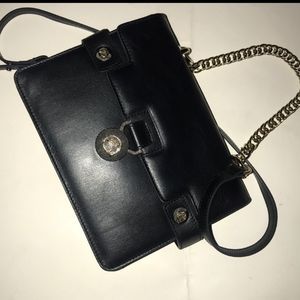 VERSACE COLLECTION 2012 VITELO ALCE BLACK LEATHER MEDUSA LOGO AUTH SATCHEL BAG!!